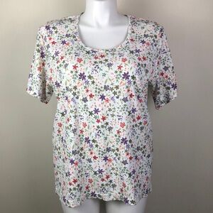Vintage Short Sleeve Top Thermal Rib Floral